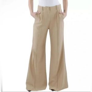 Gracia High Rise Wide Leg Pin-Tuck Flare Trousers Size Large NWT